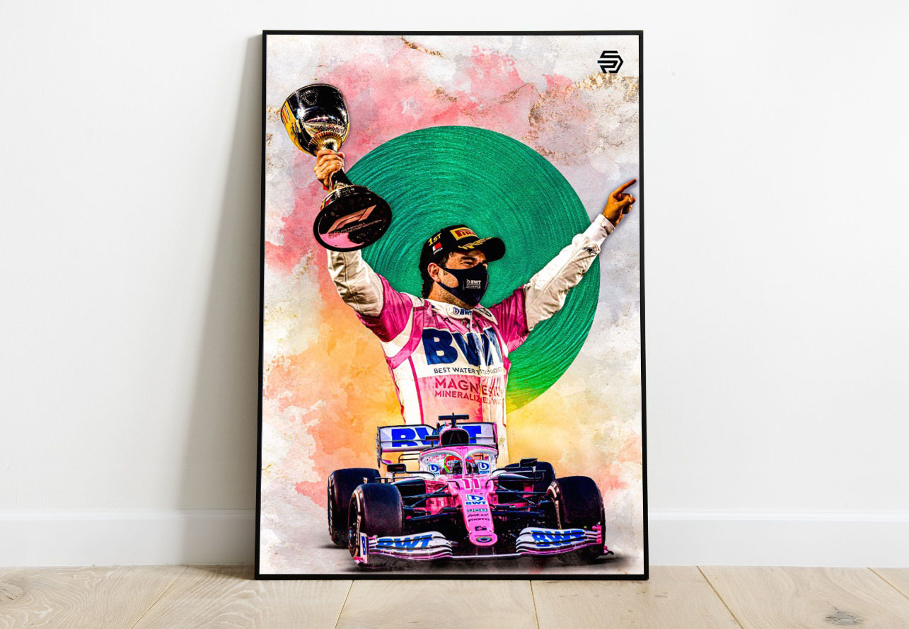 poster Checo Perez victoria Racing Point Bahrein 2020