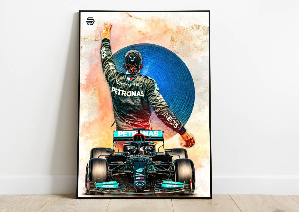 Diseño Poster Hamilton Formula 1 Mercedes