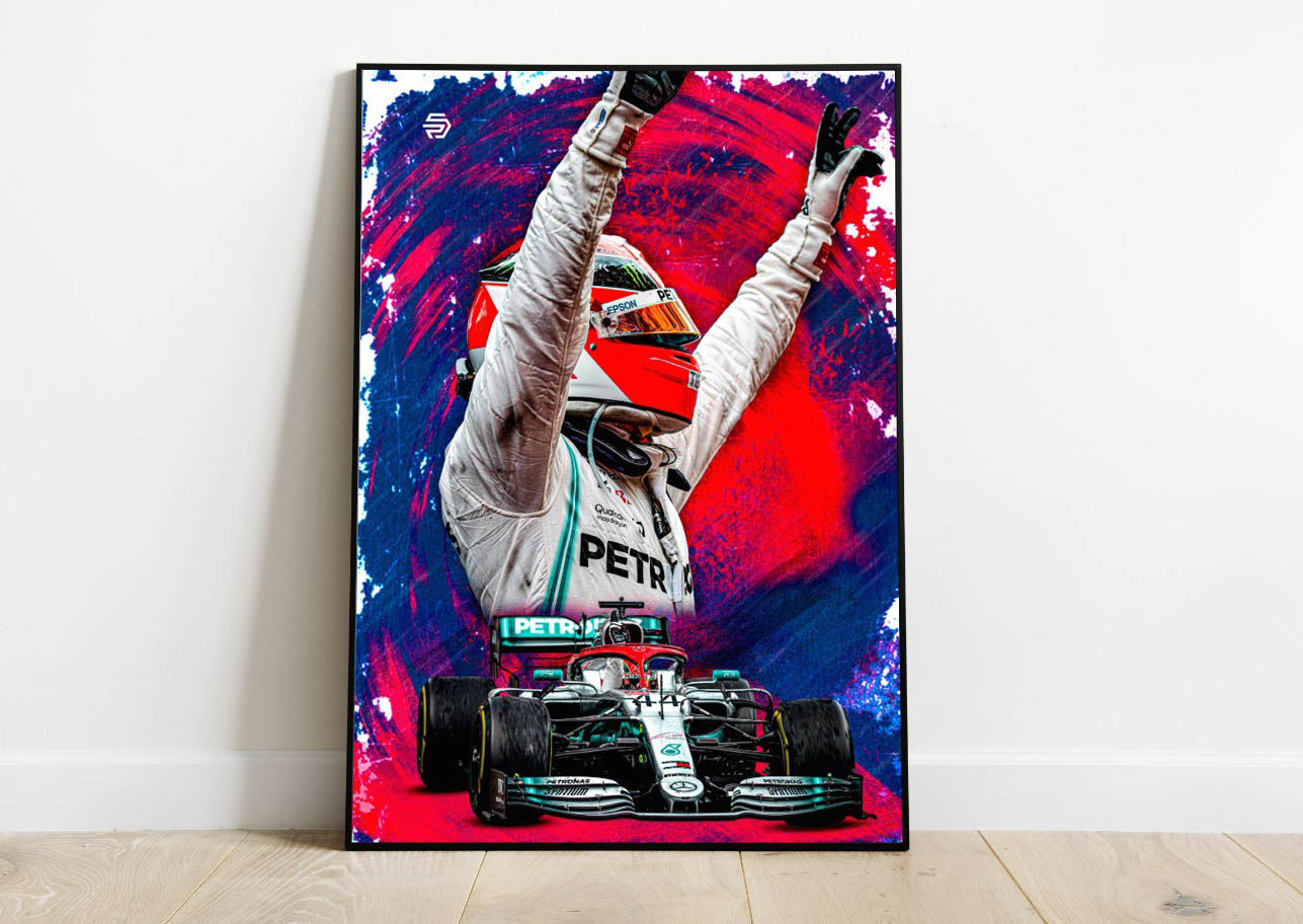 Hamilton Poster Mercedes Formula 1 Livery Plateado