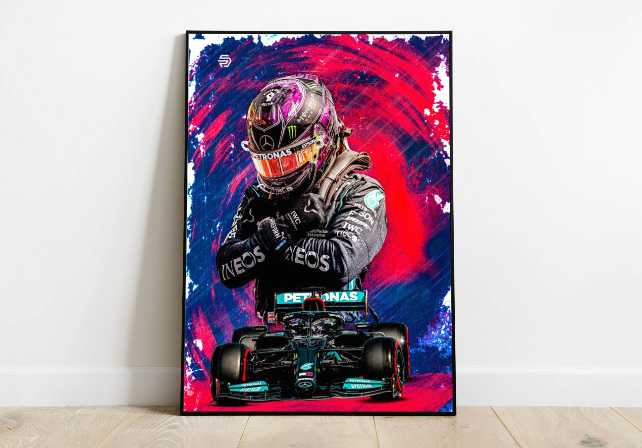 Hamilton Poster Mercedes Formula 1 Livery Black