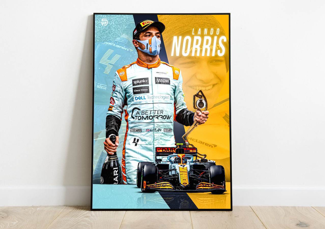 Norris Poster Diseño Monaco 2021 Livery Mclaren