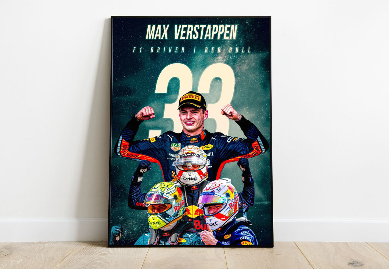 Poster Verstappen Champion Red Bull Formula 1 Numero 33