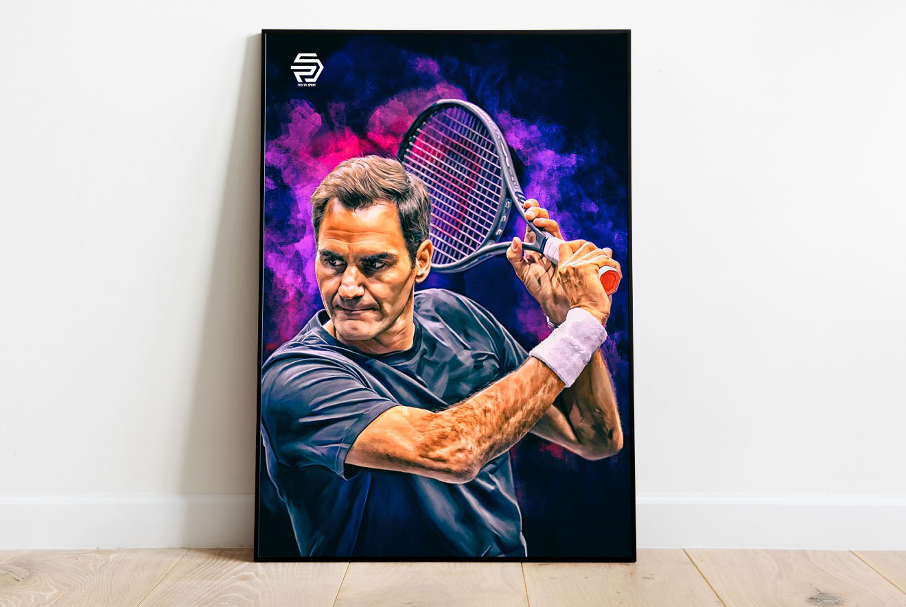Roger Federer Poster Revés a una Mano Tenis