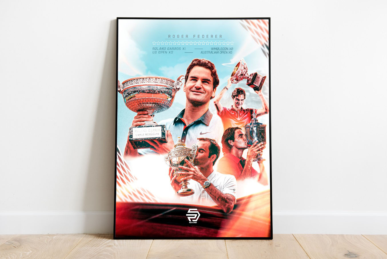 Roger Federer Poster Títulos Grand Slams Tenis